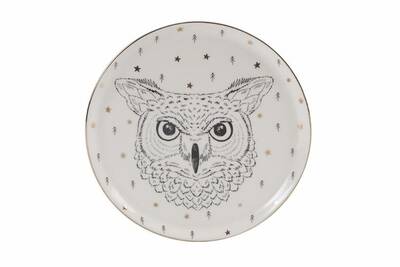 Porland Forest Owl Düz Tabak 20cm