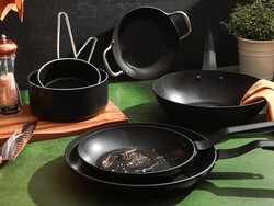 Porland Simola Siyah Wok Tava 28cm - Thumbnail